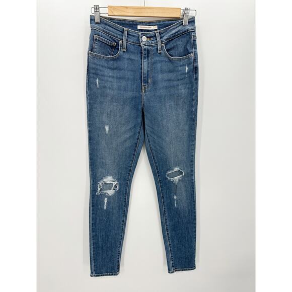 Levi's 721 High Rise Skinny Jeans Denim Distressed Cotton Stretch Women 28 - Picture 1 of 8